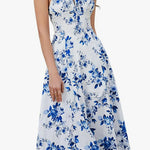 Margovil Adjustable Strap Back Lace-up Slit Midi Dress