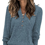 Mira ��� Soft Ribbed V-Neck Knit Top