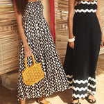 A-line High Waisted Contrast Color Zipper Square-neck Maxi Dresses Midi Dresses