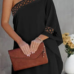 Contrast Lace One Shoulder Casual Dress