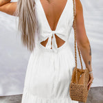 Contrast V-Neck Cutout Sleeveless Maxi Dress