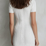 Vintage Cable Knit Slim-fit Mini Dress