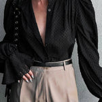 Elegant Loose Dots Puff Sleeves Shirt