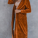 Casual Velvet Lapel Pocket Long Coat