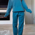 Tasman Braid Trim Kangaroo Pocket Hooded Sweatshirt and Elastic Waist Jogger Pants Set