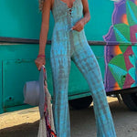 Margovil Lace Up Bell Bottoms Tie Dye Cami Jumpsuit
