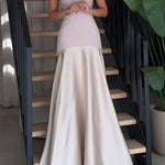 Margovil Strapless Patchwork Flare Gown Maxi Party Dress