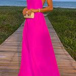 Margovil Chain Halter Open Back Maxi Swing Dress