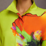 Long Sleeves Loose Buttoned Flower Print Stand Collar Blouses&Shirts Tops