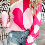 Valentine's Day Heart Turtleneck Cold Shoulder Sweater