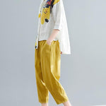 Printed Shirt + Solid Wide Leg Pants