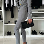 Feeling of Confidence Metal Button Long Sleeve Lapel Blazer
