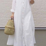 Street Solid Mandarin Collar Shirt Dress Dresses