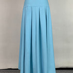 High Waisted High-Low Belted Pleated Solid Color Skirts Bottoms
