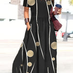 Ayden Plants Print Cold Shoulder Pocketed Flared Maxi Dress
