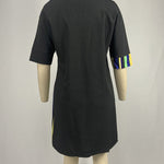 A-Line Half Sleeves Asymmetric Contrast Color Striped Round-Neck Mini Dresses