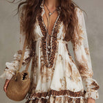 Bohemia Mixed-Print Ruffle Hem Mini Dress