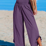 Women's High-Waist Pleated Irregular Hem Cotton And Linen Loose Casual Pants