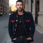 Men's Vintage Stand Collar Velvet Multi-Button Jacket