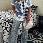Unique Dragon Print Short Sleeve Loose Shirt and Elastic Waist Pocket Pants Set