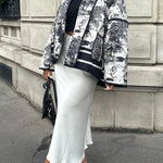 Romantic Songs Porcelain Ink Printed Pocket Quilted Cotton Kimono Jacket
