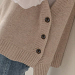 Simple Sleeveless Loose Buttoned Solid Color Round-Neck Sweater Vest Outerwear