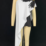 Loose Sleeveless Asymmetric Flower Print One-Shoulder Blouses&Shirts Tops
