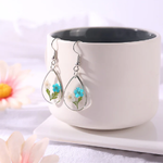 Van Gogh Water color Pressed Flower Tear Drop Earrings