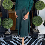 Practical Fashion Knit Ruched Sweater and Satin Stretch Tank Midi Dress Two-piece Set