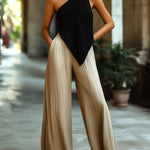Minimalism Asymmetric Pleated One-Shoulder Top
