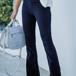 High Waist Slim Micro Corduroy Elastic Waist Lounge Pants