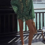Paisley Print Waist-Cinched Shirt Dress