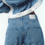 STRAIGHT LEG MID-RISE COMBINED JEANS