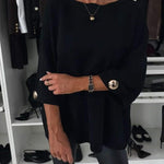 Elegance and Modern Knit Button Detail Half Sleeve Loose Sweater