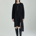Casual Long Sleeves Loose Solid Color High-Neck Shawl&Sweater Dresses Two Pieces Set