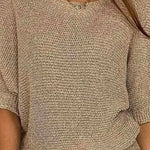 Margovil Round Neck 3/4 Sleeves Basic Knitting Sweater