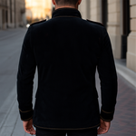 Men's Vintage Stand Collar Velvet Multi-Button Jacket
