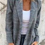 Stylish Retro Houndstooth Lapel Casual Blazer