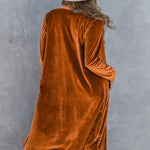 Casual Velvet Lapel Pocket Long Coat