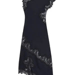 Paris Dream Satin Lace Trim Irregular Design Drape Maxi Dress