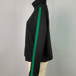 Long Sleeves Loose Buttoned Hollow Printed Split-Joint High Neck Sweatshirt Tops