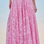 Paris Dreaming Embroidered Lace High Rise Elastic Waist Pocketed Maxi Skirt