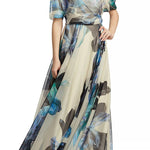 Unique Printed Bohemian Short-sleeved One-shoulder Maxi Dress