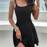 A-Line High Waisted Elasticity Solid Color Spaghetti-Neck Mini Dresses