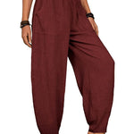 Casual Plain Loose Cotton Harem Pants