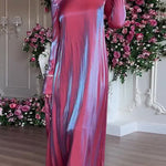 A-Line Long Sleeves Pleated Solid Color Tied Waist Zipper Round-Neck Maxi Dresses