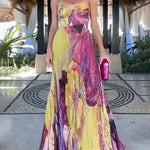 Spaghetti Strap Waisted Floral Print Swing Maxi Dress