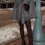 Open Front Pocketed Splice Coat with Belt