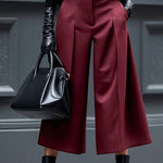 Loose Ninth Pants Solid Color Zipper Casual Pants Bottoms Trousers