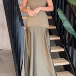 Margovil Strapless Patchwork Flare Gown Maxi Party Dress